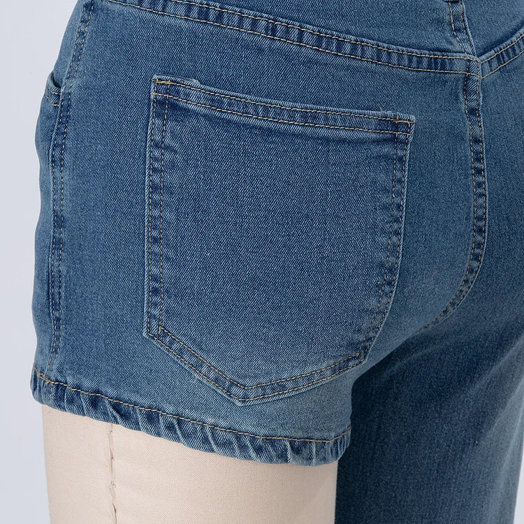 Astra - Trendy Asymmetrical Denim Shorts with One Shoulder Strap