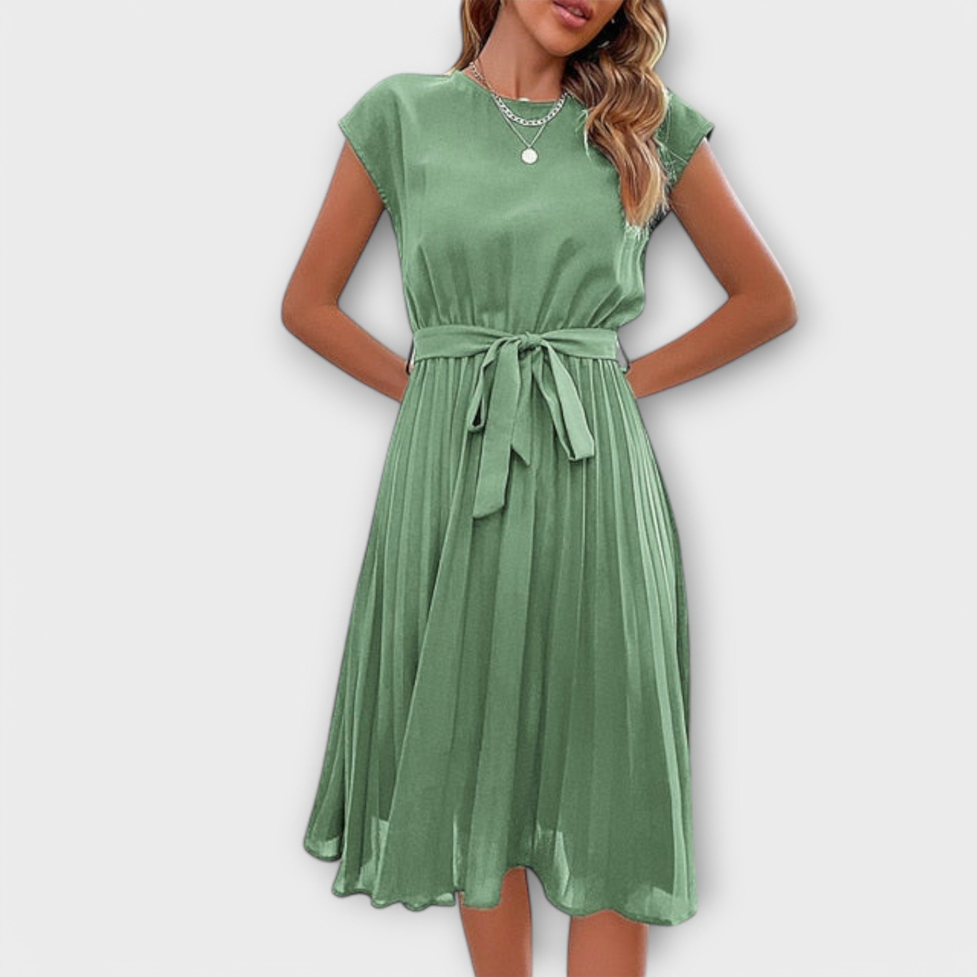 Claire - Short sleeves, pleated, casual mini dress