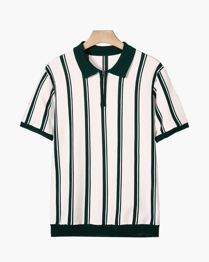 Striped Half-Zip Knit Polo