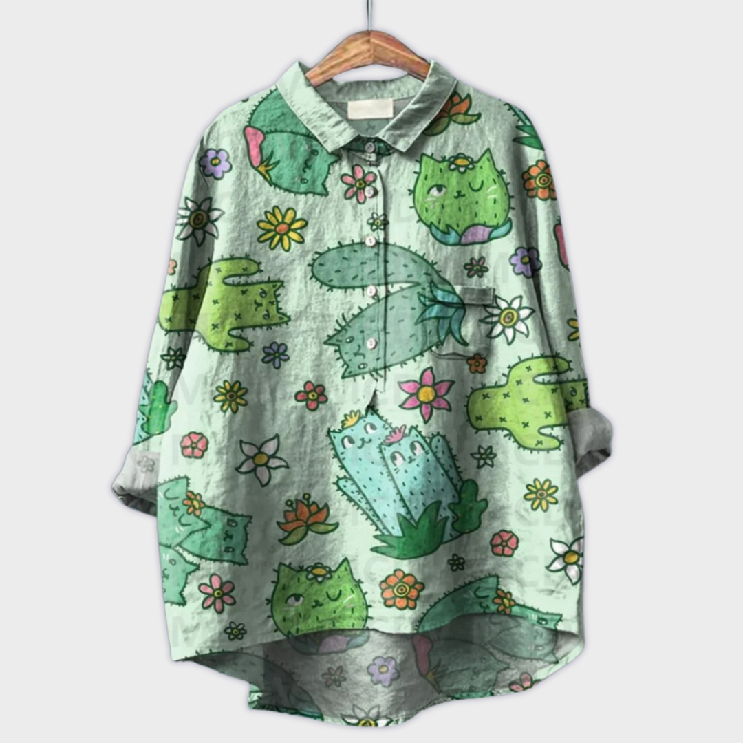 Magdalena - Handmade Women's Blouse with Floral Design