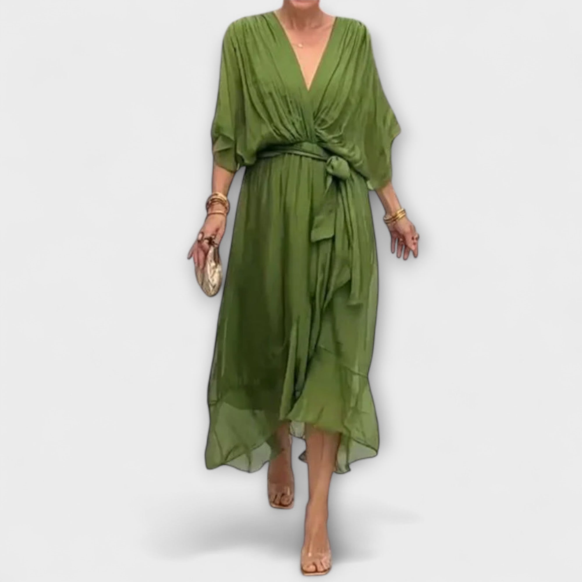 Amoura - Chiffon Dress with V-Neck
