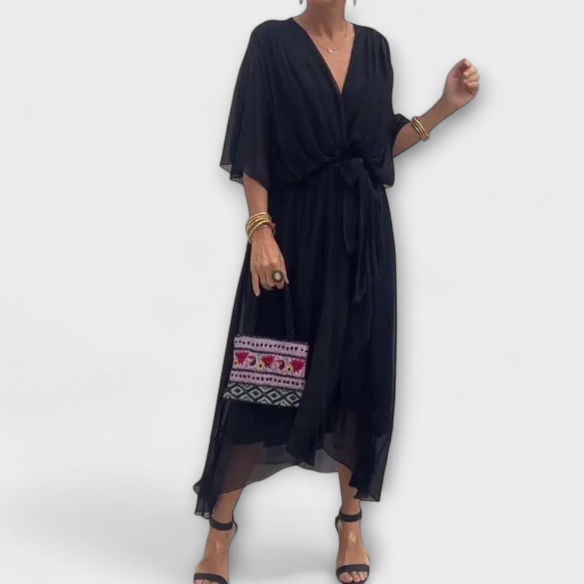 Amoura - Chiffon Dress with V-Neck