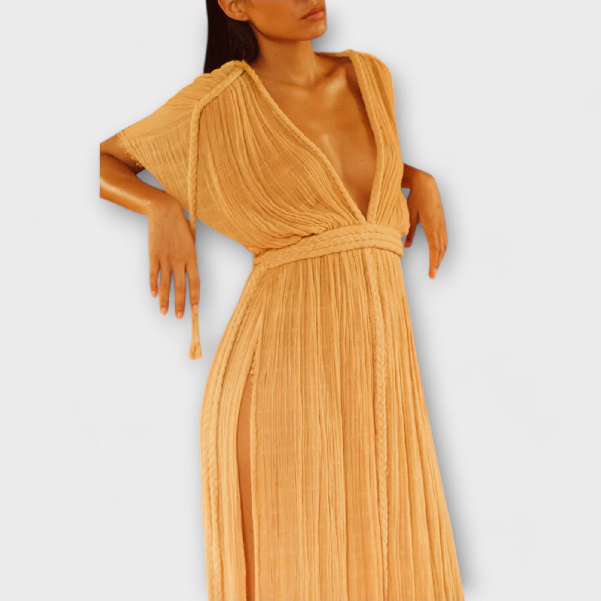 Greek-style kimono maxi dress