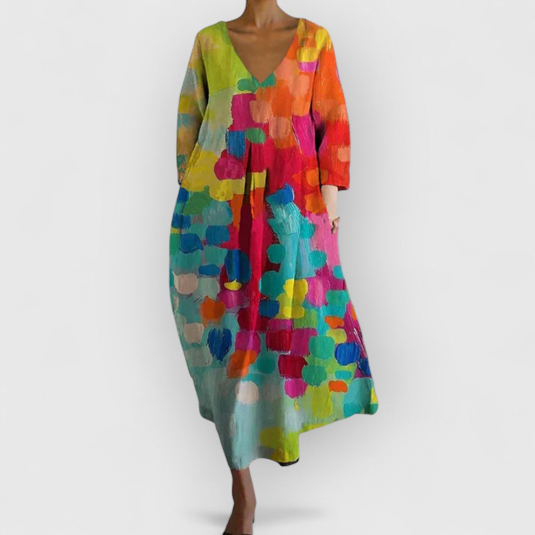 Anastasia - Colorful V-neck dress